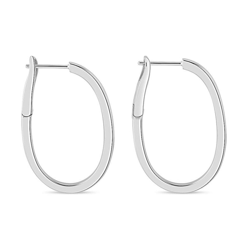 Oval Shape Spring Back Hoop Earrings 35mm