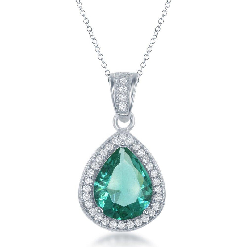 Tear Drop Ph CZ pendant with CZ