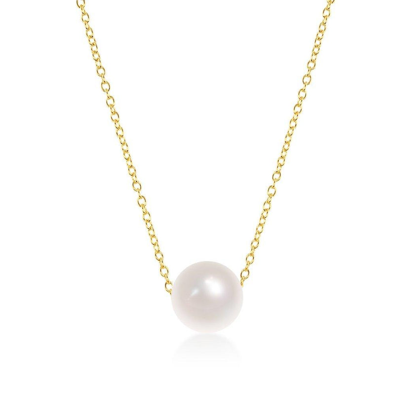 Sterling Silver Freshwater Pearl Necklace Gold Plated