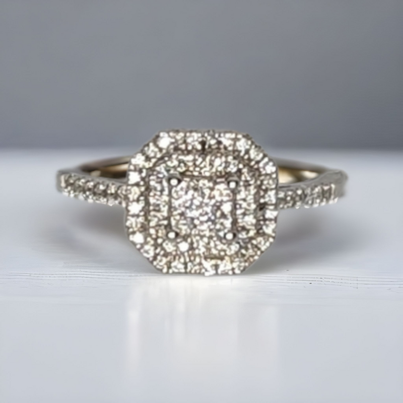 Ladies Diamond Square Ring 10k