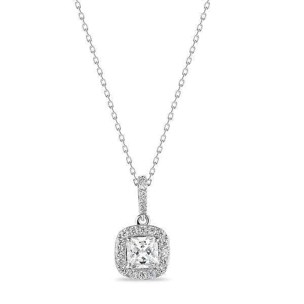 Sterling Silver CZ square pendant