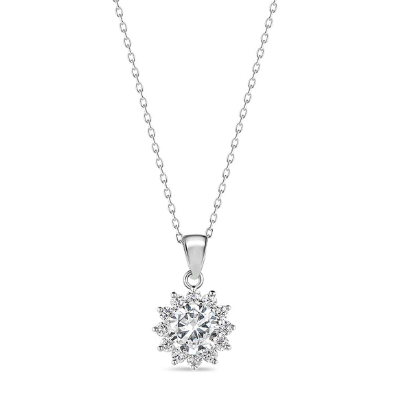 Sterling Silver April Birthstone round cz with cz stones