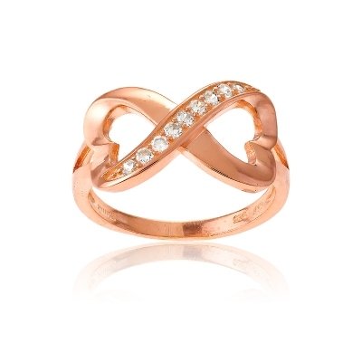 Sterling Silver Rose Gold Heart Infinity Ring