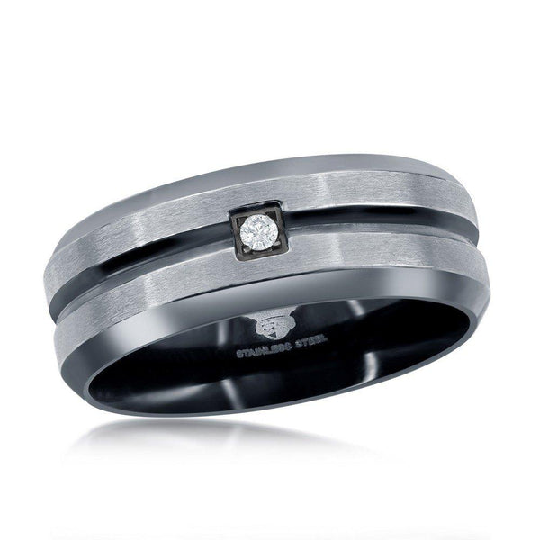 Stainless Steel Men's Black Ring