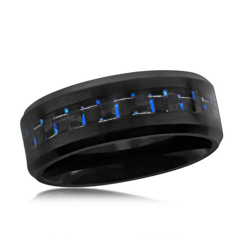 Stainless Steel Men's Black and Blue Band