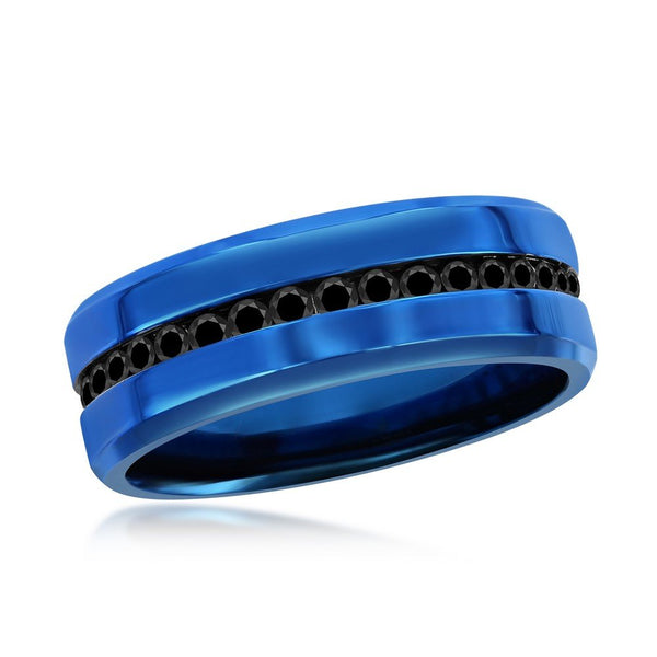 Men's Stainless Steel Blue Ring