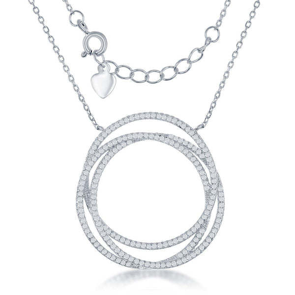 Sterling Silver Triple Open CZ Circle Necklace