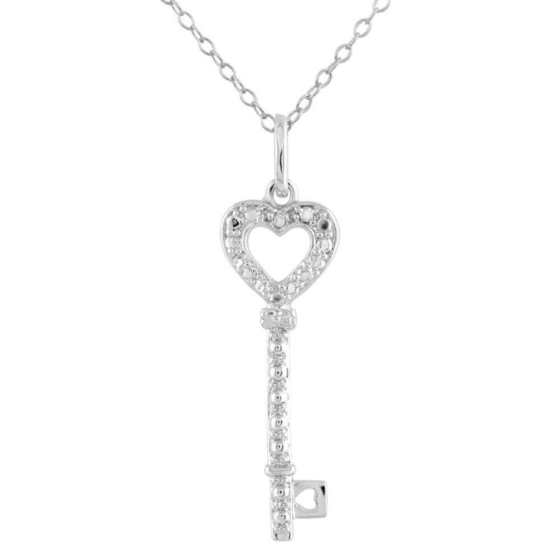 Heart with Key Pendant 0.01CT Necklace