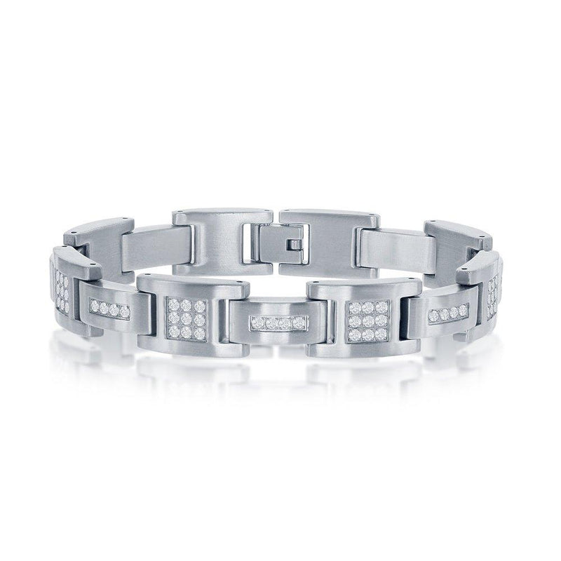 Stainless Steel CZ Link Bracelet