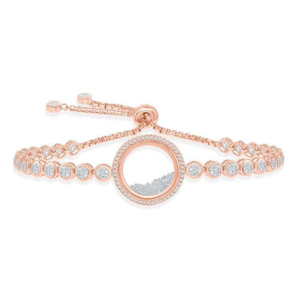 Adjustable Rose Gold Bracelet with Bezel Set CZ