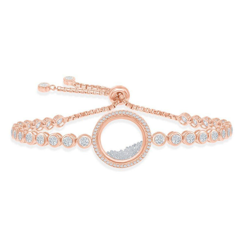 Adjustable Rose Gold Bracelet with Bezel Set CZ