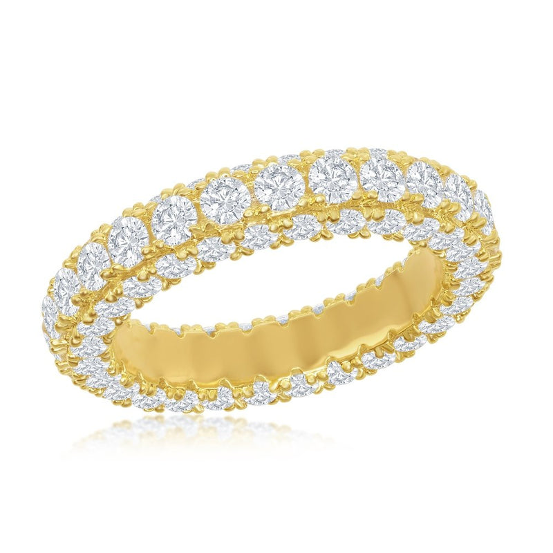 Sterling Silver Triple Row CZ Gold Plated