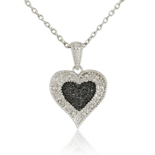 Black Plated Heart with 0.01CT Diamond Accent Pendant