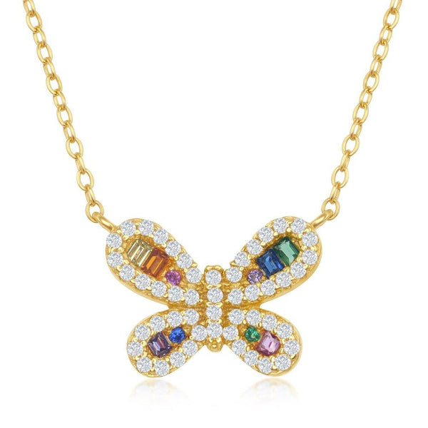 CZ Butterfly Necklace Gold Plated