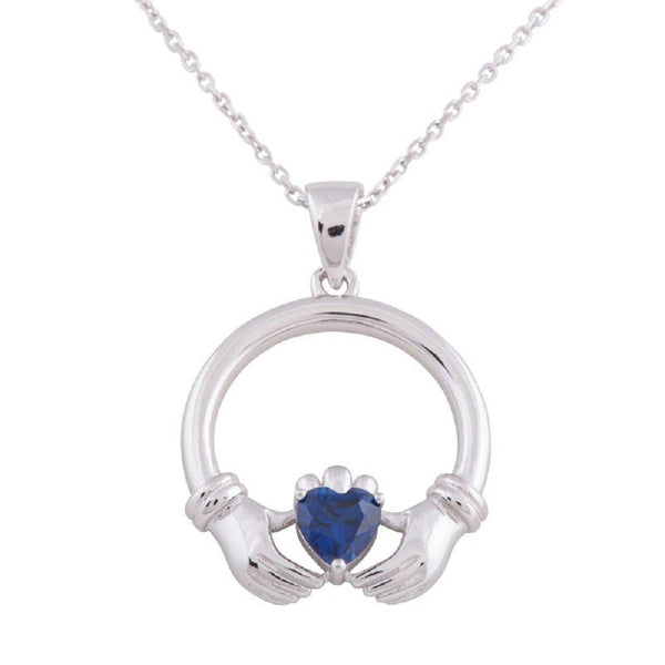 Blue Sapphire Claddagh Pendant