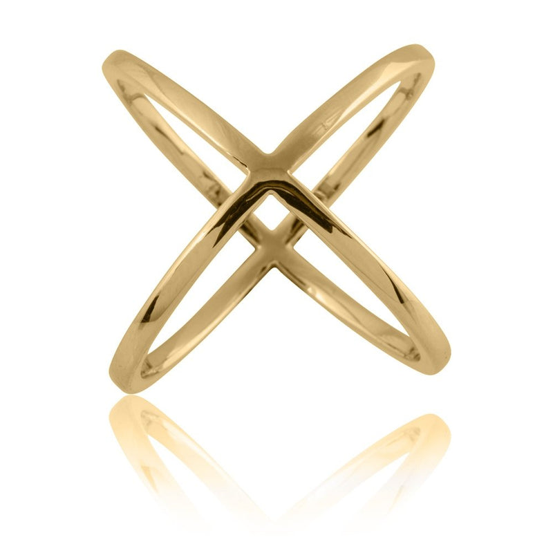 Sterling Silver Gold Plated Criss Cross X Style Ring