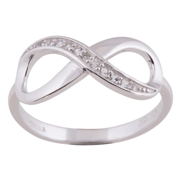 Sterling Silver Clear CZ Infinity Ring