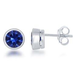 Sapphire Bezel Stud Earrings