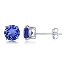 6mm Sterling Silver Sapphire Stud