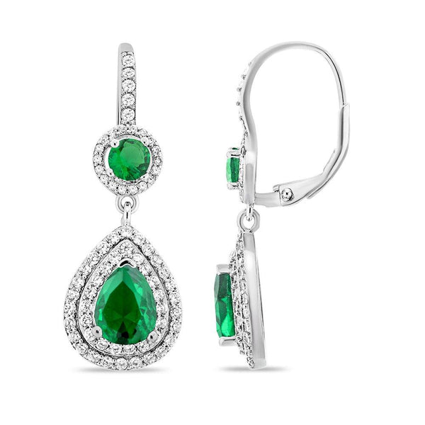 Double Pear Shaped Earring Emerald