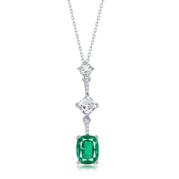 Emerald White and Cushion Cut Necklace