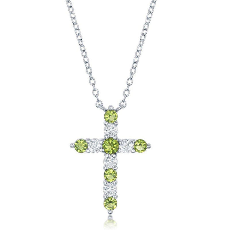 Peridot Sterling Silver Cross Necklace