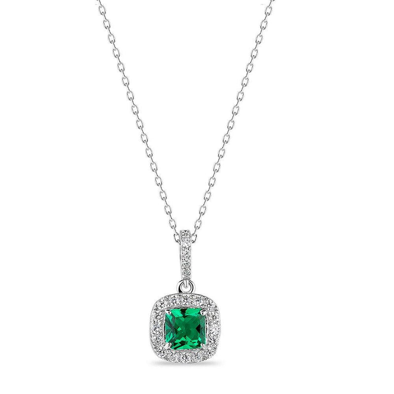 Emerald CZ Square Necklace