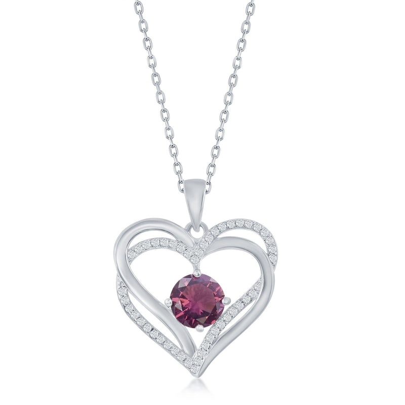 Double Heart Amethyst Necklace