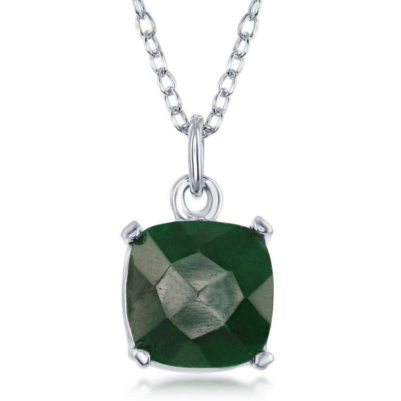 Genuine Emerald Gemstone Necklace Square