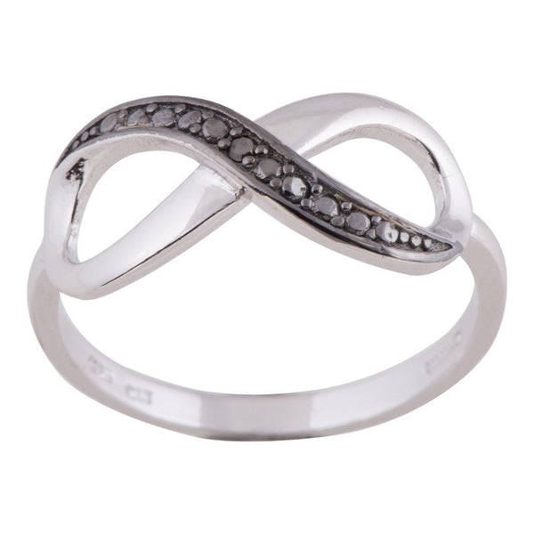 Sterling Silver Black CZ Infinity Ring