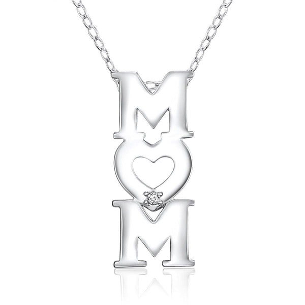 "MOM" Sterling Silver Rhodium Plated