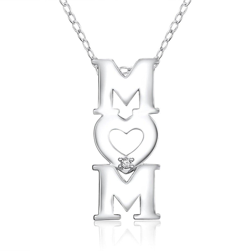 "MOM" Sterling Silver Rhodium Plated