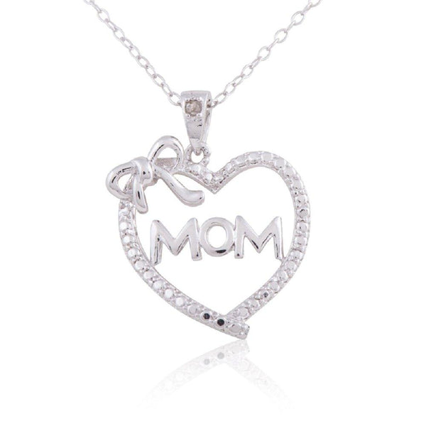 "MOM" Sterling Silver Rhodium Plated