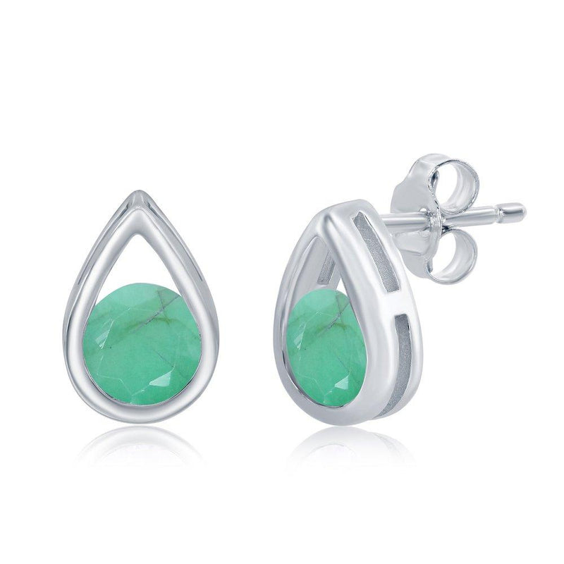 Pear Shaped Emerald Studs