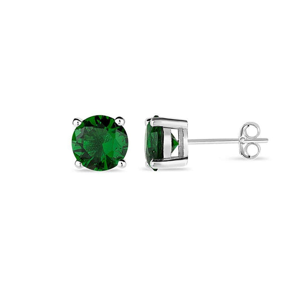 Emerald Round CZ 8mm Studs