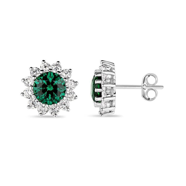 Emerald Round CZ Studs