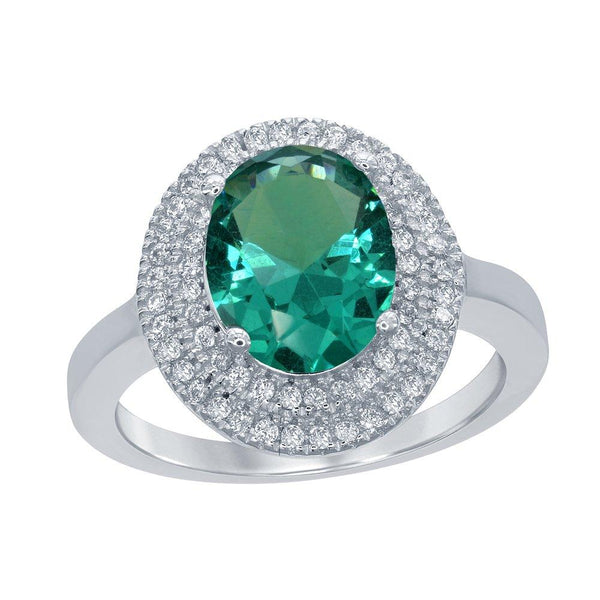 Emerald Round CZ Ring