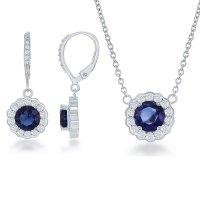 Sterling Silver Sapphire Set