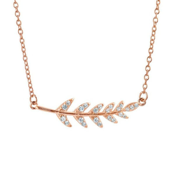 Sterling Silver Rose Gold Plated Leaf Necklace