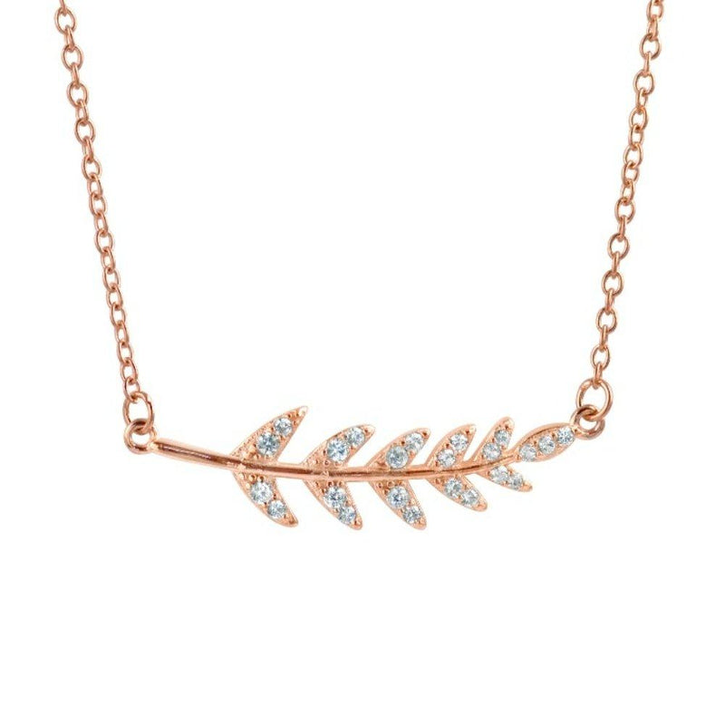 Sterling Silver Rose Gold Plated Leaf Necklace