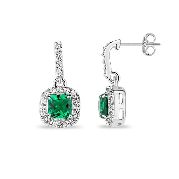 Emerald Square CZ Hanging Earrings