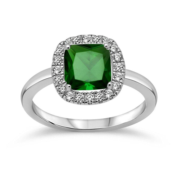 Square Emerald Ring with CZ