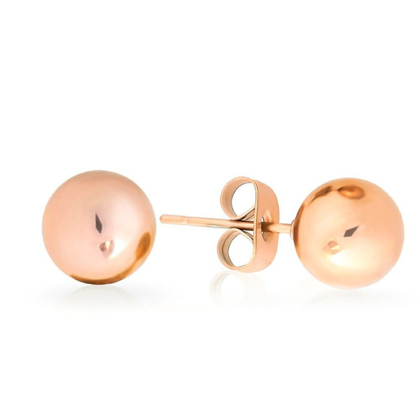 Ball Stud Earrings Sterling Silver Rose Gold Plated