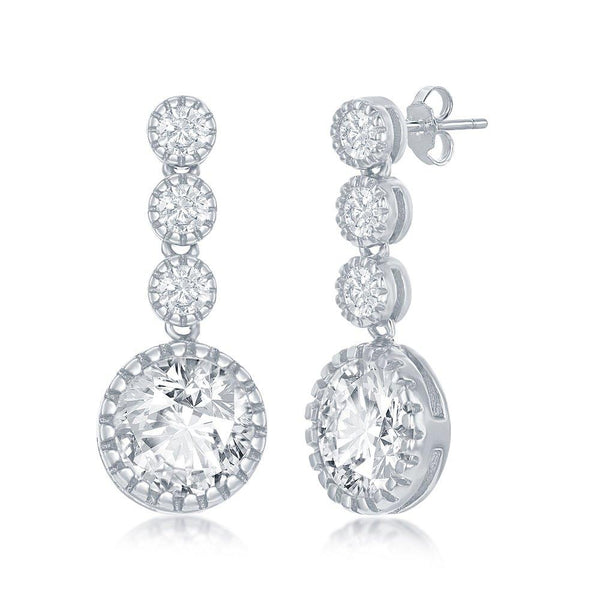 Round Multi Size CZ Dangling Earrings