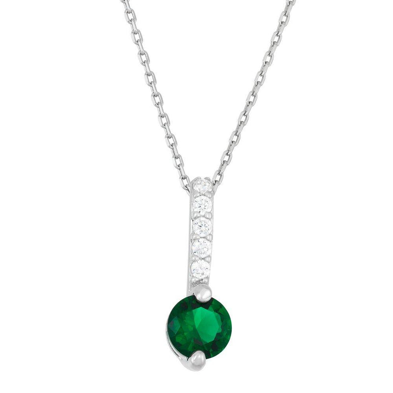 Emerald Green Thin Bar CZ Pendant