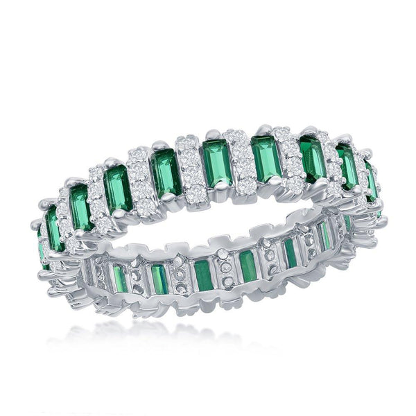 Round Baguette Emerald Ring